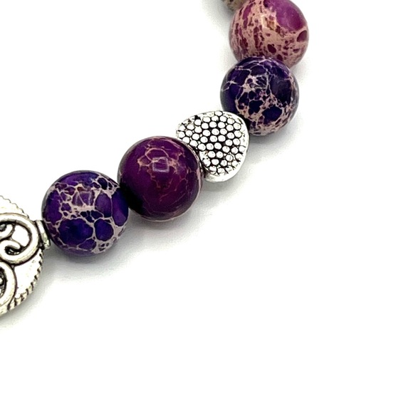 HAND CRAFTED Purple Imperial Jasper Stretch Bracelet - Picture 5 of 6